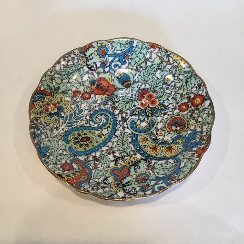 Radfords Bone China saucer, made in England, paisley chintz, perfect condition